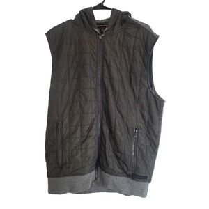 Michael Kors Mens Quilted Vest Full Zip Hooded Olive Green Size‎ XL